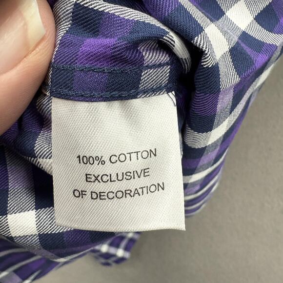 Tailorbyrd Collection Shirt Mens Large Purple Plaid 100% Cotton Button Up - Picture 11 of 11